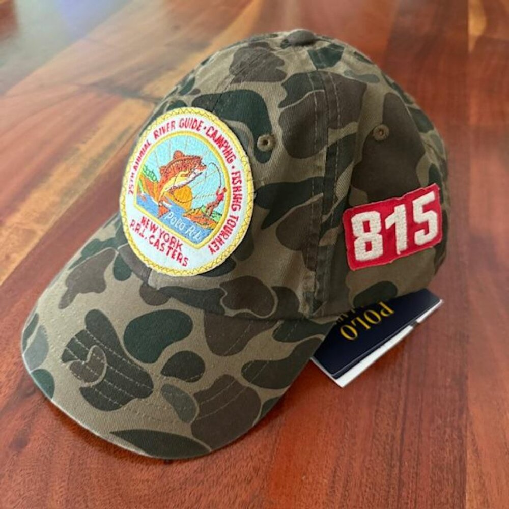 SOLD! RALPH LAUREN 1 OF 1 RIVER GUIDE SPORTING FISHING PATCH CAMO CAP RL 815 NWT - Picture 6 of 9